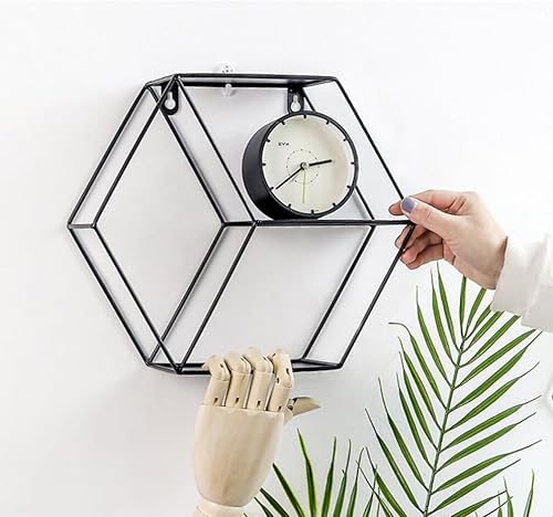 Miniatura 5 de Garneck Estantes flotantes hexagonales para colgar en la pared, estante rústico de granja, soporte de metal para decoración de pared,