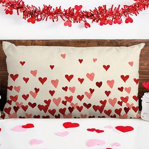 Miniatura 4 de JXZYGMD Fundas de almohada para el día de San Valentín de 12 x 20 pulgadas, diseño de corazón rosa, decoración para sofá, decoración del hogar