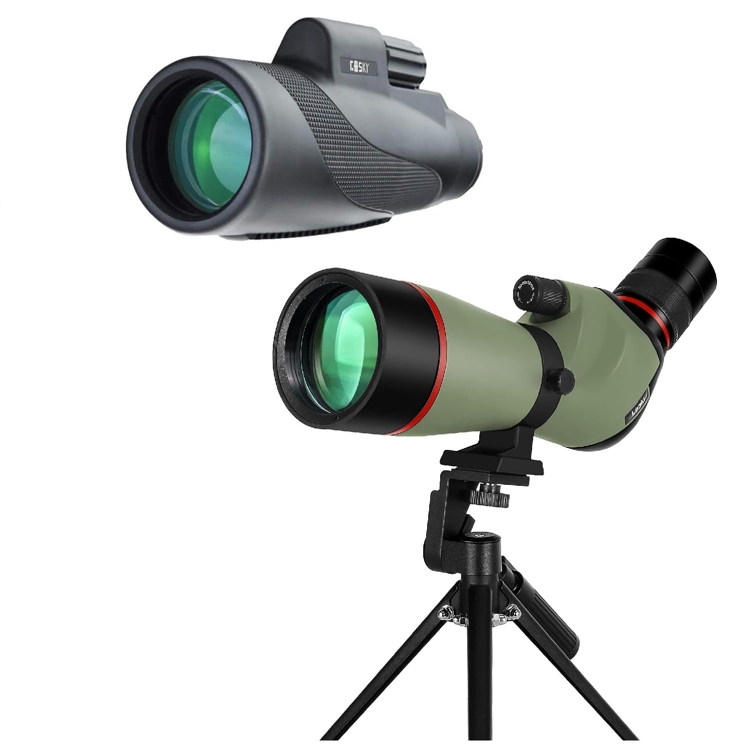 Gosky 20-60x60 Spotting Scopes with Titan 12X50 Monocular Telescope