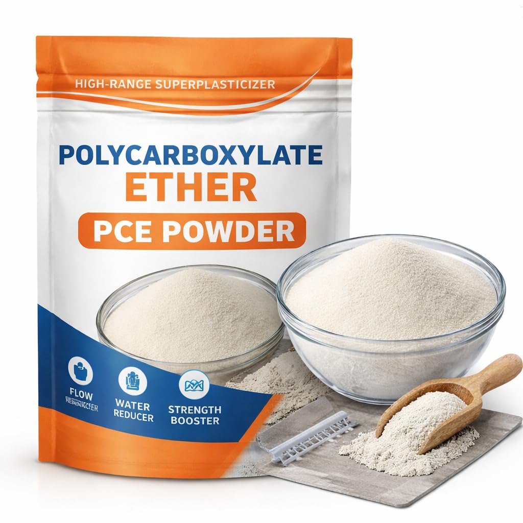 Polycarboxylate Ether PCE Powder | High Range Superplasticiser For Dry Mix Mortar Tile Adhesive Self Leveling & Concrete | Water Reducing Admixture 250 Gm