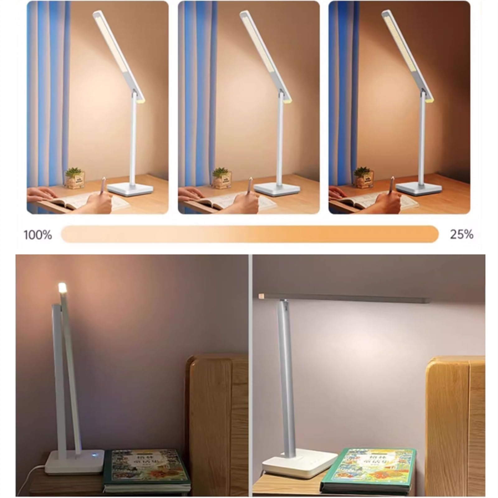 Lampade da lavoro Lampada da scrivania a LED for ufficio domestico, lampada da scrivania dimmerabile a 3 livelli, luce da lettura plug-in da 12 W, controllo touch, luce notturna, timer di spegnimento