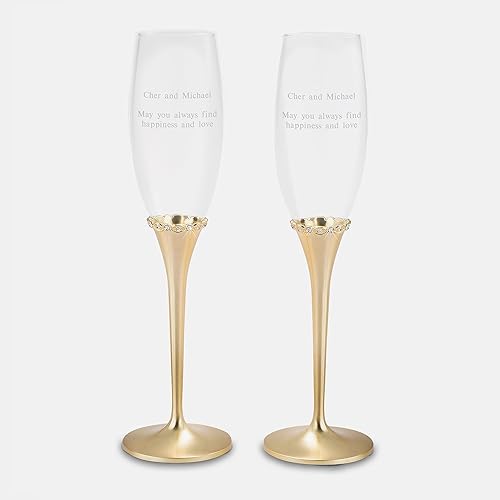 Miniatura 2 de THINGS REMEMBERED Juego de flauta dorada de la princesa Engamement grabada (personalización gratuita)