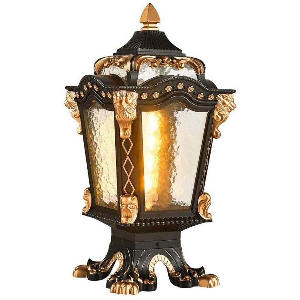 QUSYZD Post Lights Outdoor,Aluminum Traditional E27 Outdoor Classical Continental Waterproof Metal Illumination Pillar Light Household Villa Fence Outdoor Post Lantern Patio,Onecolor-41CM