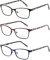 Vista 2 de Gafas de lectura bifocales pequeñas para mujer, con luz azul, lector de computadora, parte superior transparente, Cateye para mujer, gafas elegantes