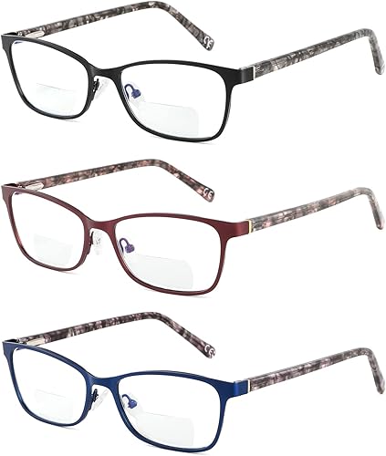 Miniatura 8 de SUNAMOY Gafas de lectura bifocales para mujer, luz azul, lector de computadora, a la moda, transparente, ojo de gato, gafas elegantes de diseñador