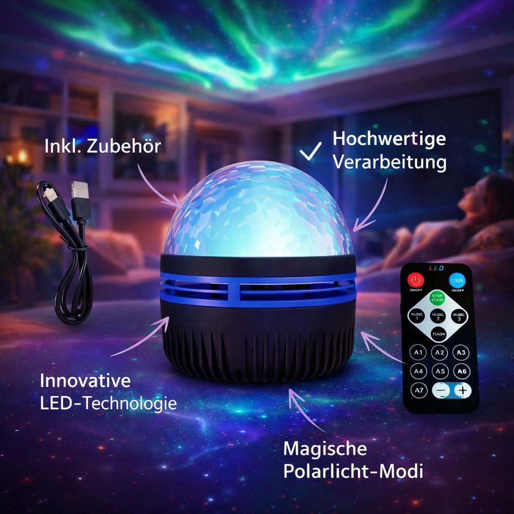 Festberg™ Aurora Nordlicht Lampe Projektor Polarlicht Sternenhimmel Nachtlicht
