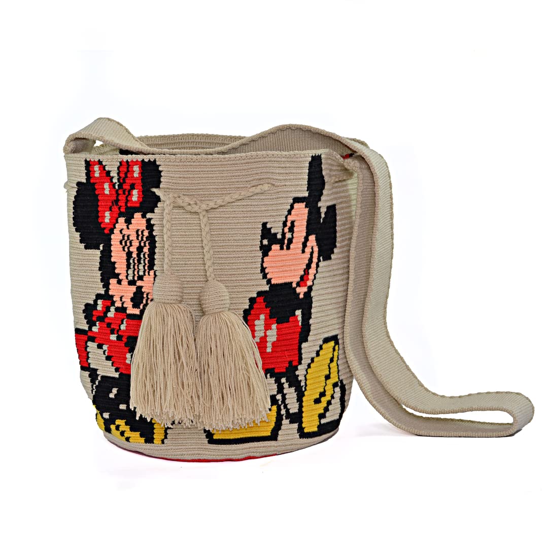 Mochila Wayuu 100% colombian original handmade Special Disney Design handmade (Mickey Mouse and Minnie Mouse)