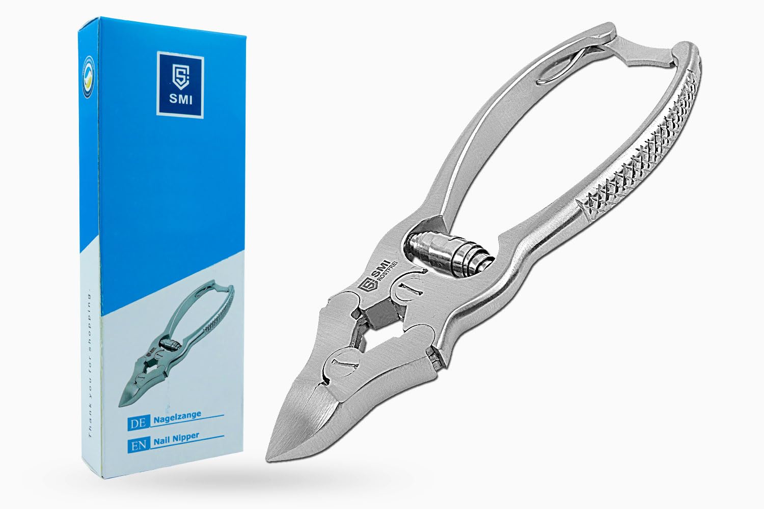 SMI 15,5 cm Tronchese Unghie Piedi per Unghie Spesse, Dure e Incarnite - Tagliaunghie Tronchesino Professionale Unghie Pesante Podologia Molla a Barile Sicurezza Bambino con Custodia