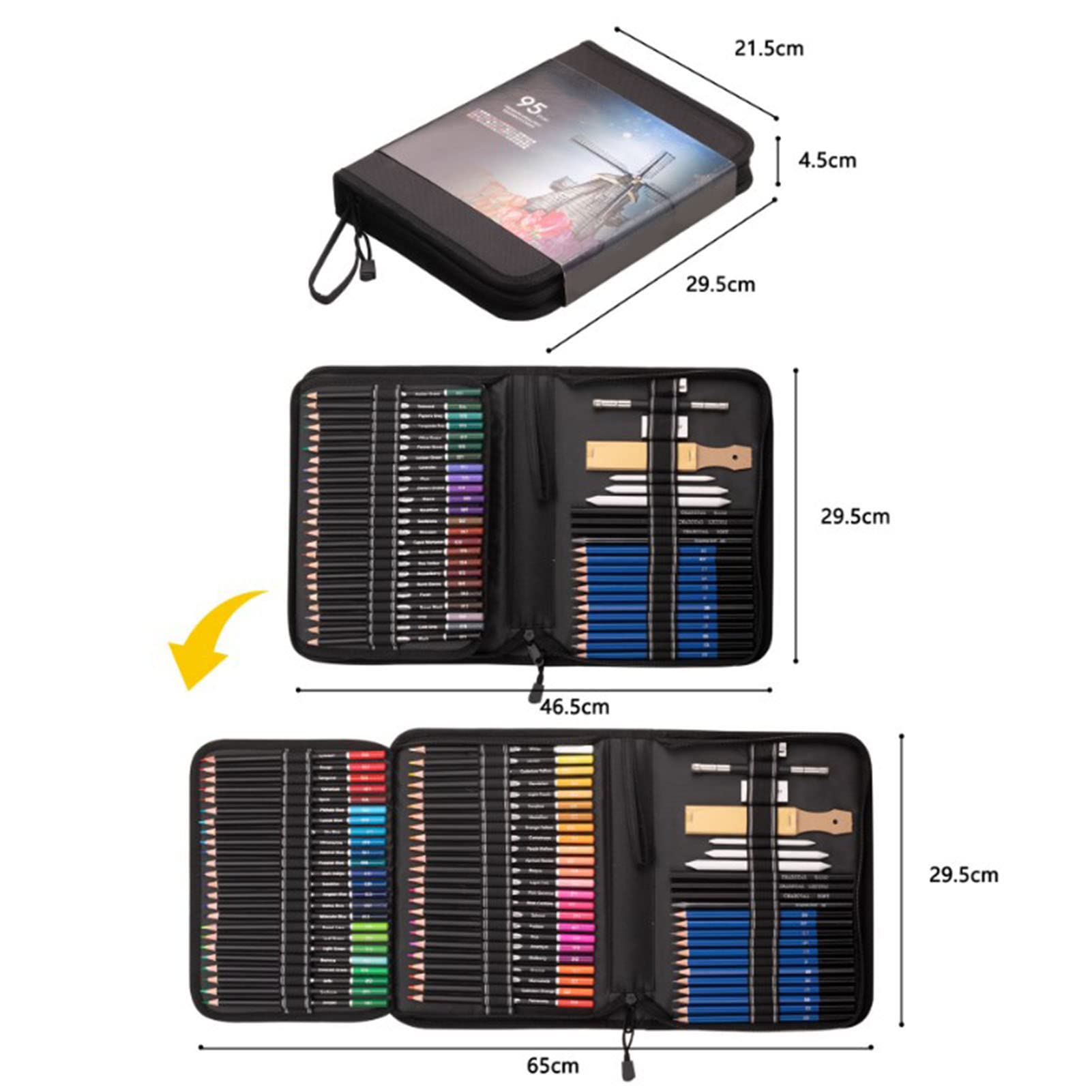 Amazon | 油性色鉛筆 95 本 削り済み色鉛筆セット 簡単な着色 子供