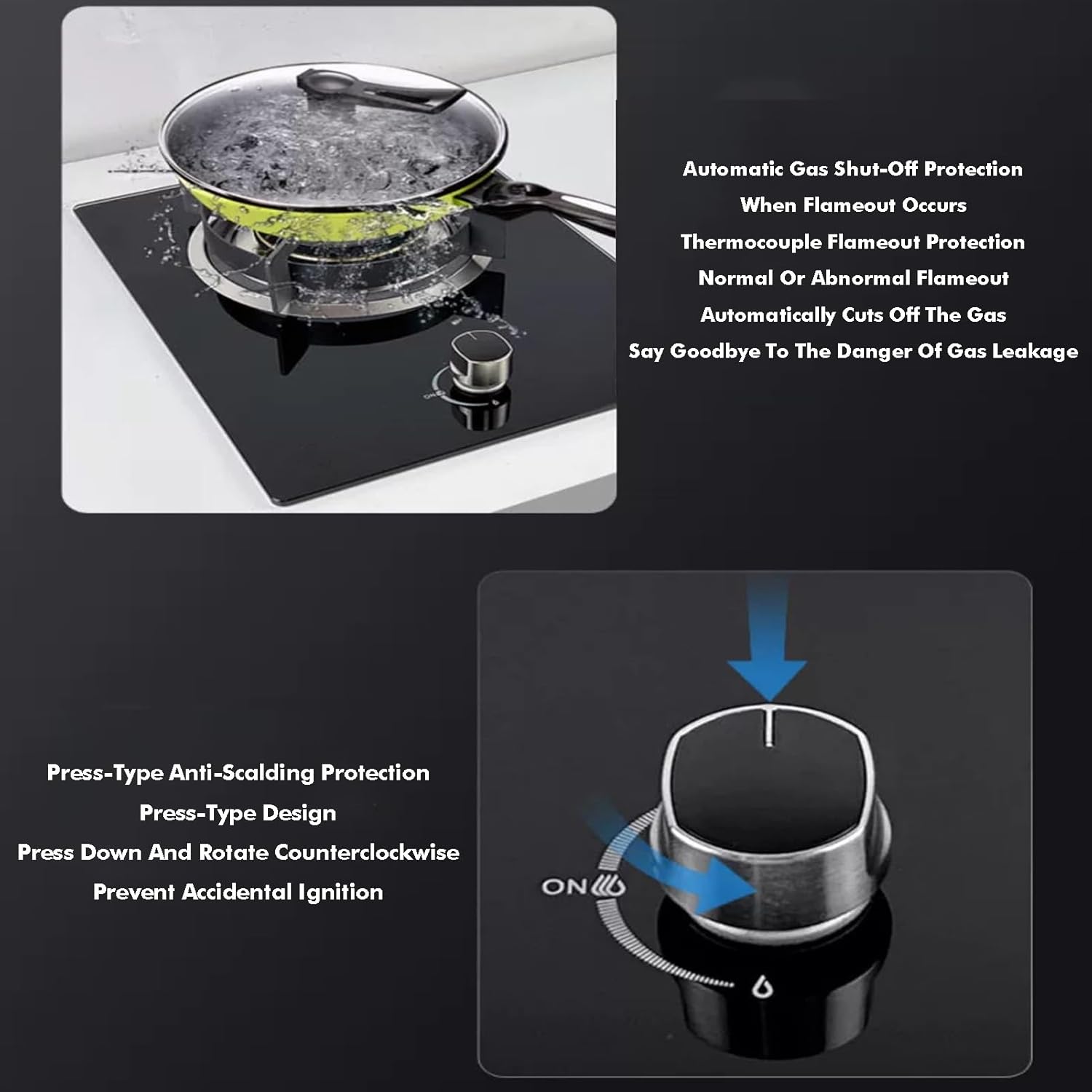 Single Burner Gas Stove,5.2kW Tempered Glass Auto Ignition,LPG/NG Cooktop,with Flameout Protection,for Camping RV Home Outdoor(LPG)