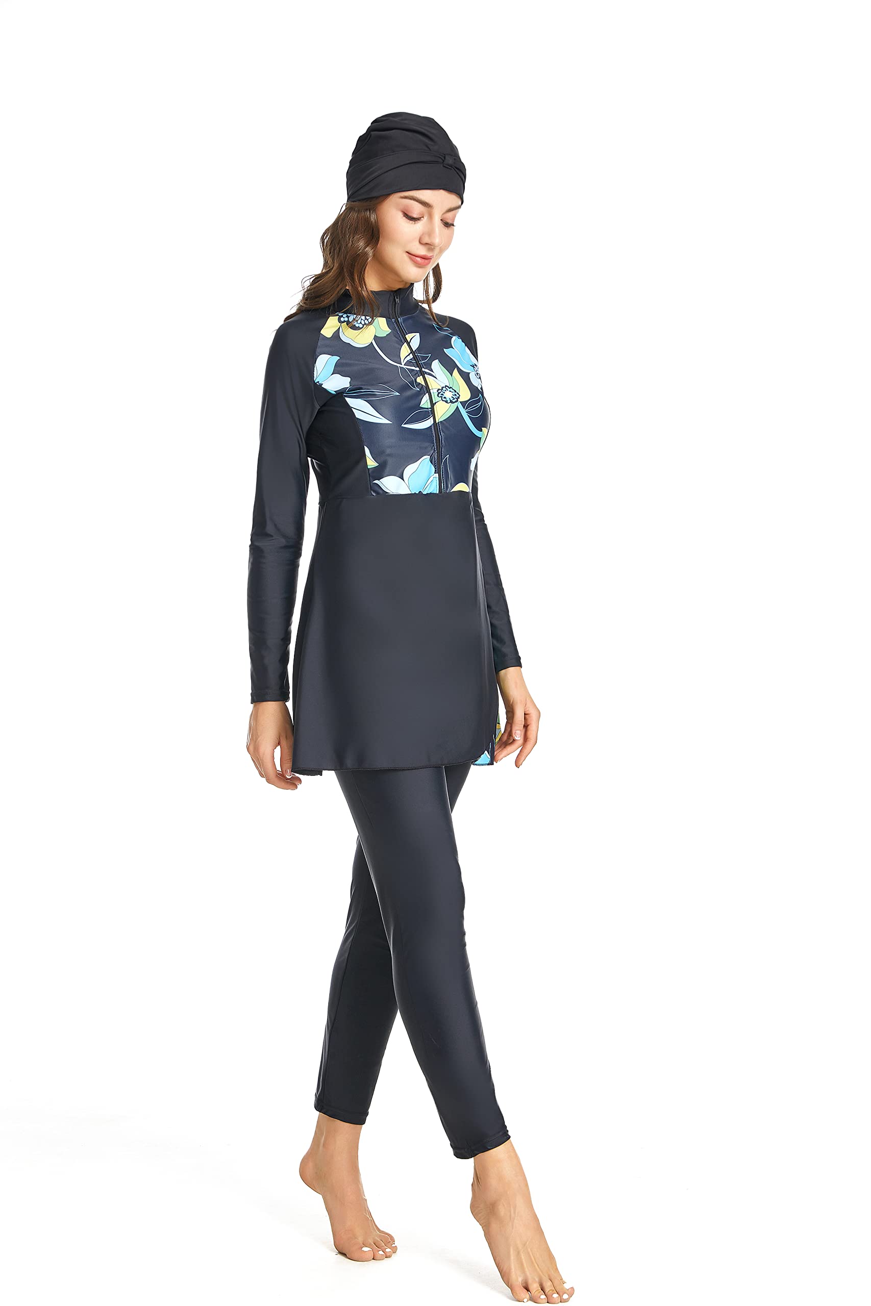 BlueSnow Costumi da Bagno Musulmani per Donna Costumi da Bagno modesti a Maniche Lunghe Costume da Bagno Arabo Islamico Burkini