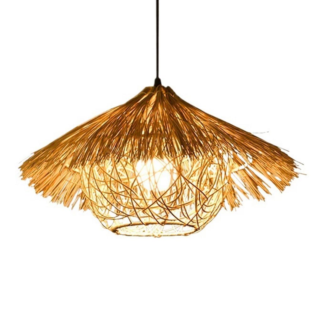 Lampada A Sospensione In Rattan Boho, Paralume In Vimini, Lanterna A Nido D'uccello Intrecciata A Mano Beige, Lampade Di Grandi Dimensioni In Rattan Per Soggiorno, Lampade In Vimini