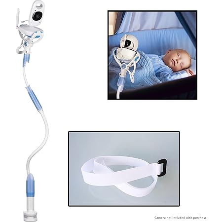 FlexxiCam | Universal Baby Monitor Holder with Strap | Flexible Baby Camera Mount Shelf | No Drilling | A Safer Monitor Stand for Your Baby