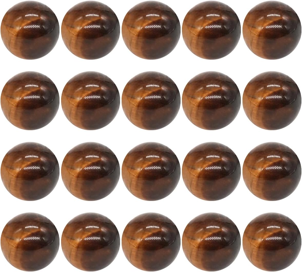 20PCS Natural Quartz Ball, 25mm Decorative Round Stone for Kitchen Living Room Home Office, Tiger Eye
