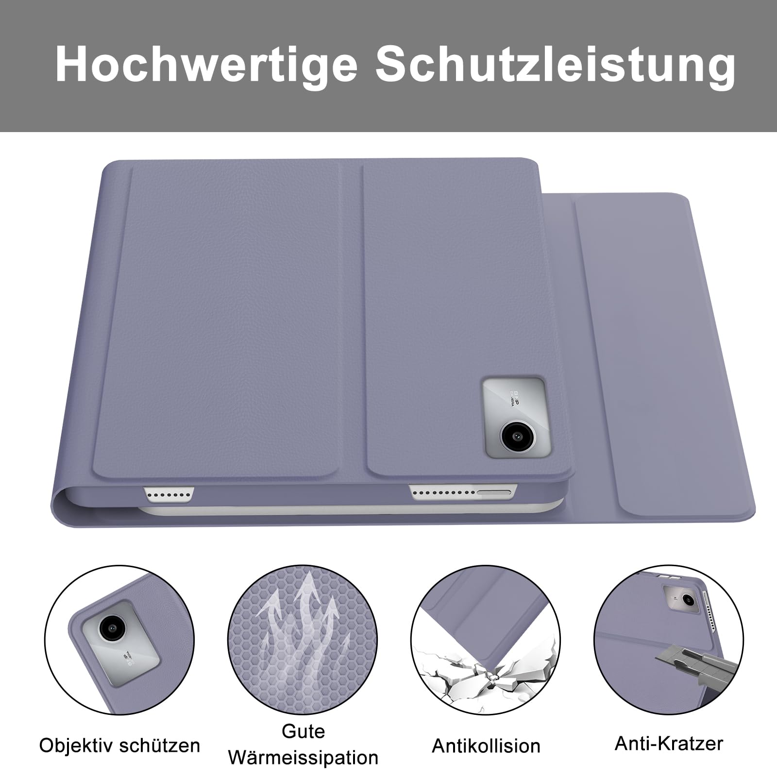 FOGARI Custodia Con Tastiera Bluetooth Per Lenovo Tab M11 2024 – Layout Tedesco QWERTZ, Magnetico, Angolo Regolabile, Rosa