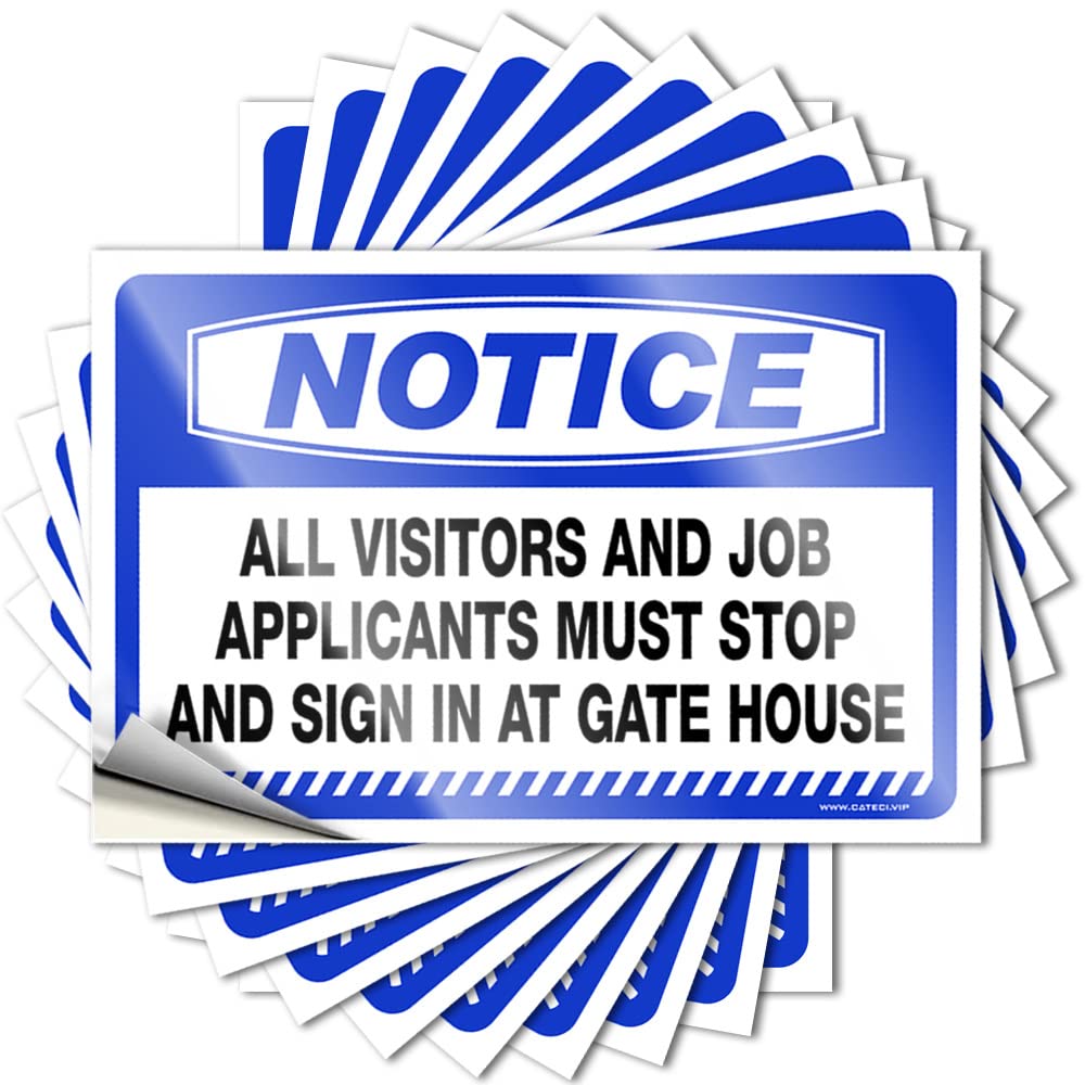 Fzfn Colour Accent Decals, Entry Way Decoration Helmet Notice All Visitors And Job Applicants Must Stop And Sign In At Gate House | Funny Quote Sports Decals(12X18cm)