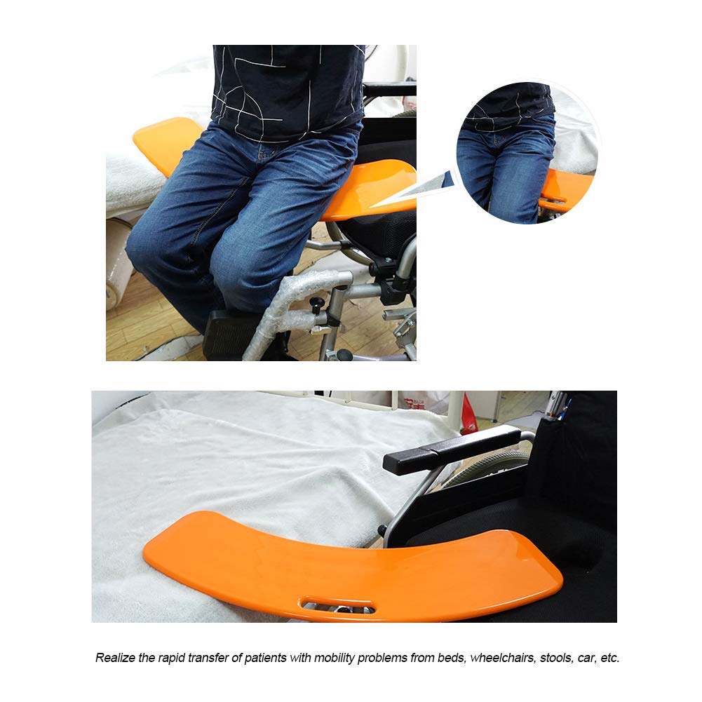 Tabla de transferencia para ancianos con tecnología Safe Slide, ayuda de movilidad antideslizante para traslado de silla de ruedas a cama/coche, color naranja de alta visibilidad