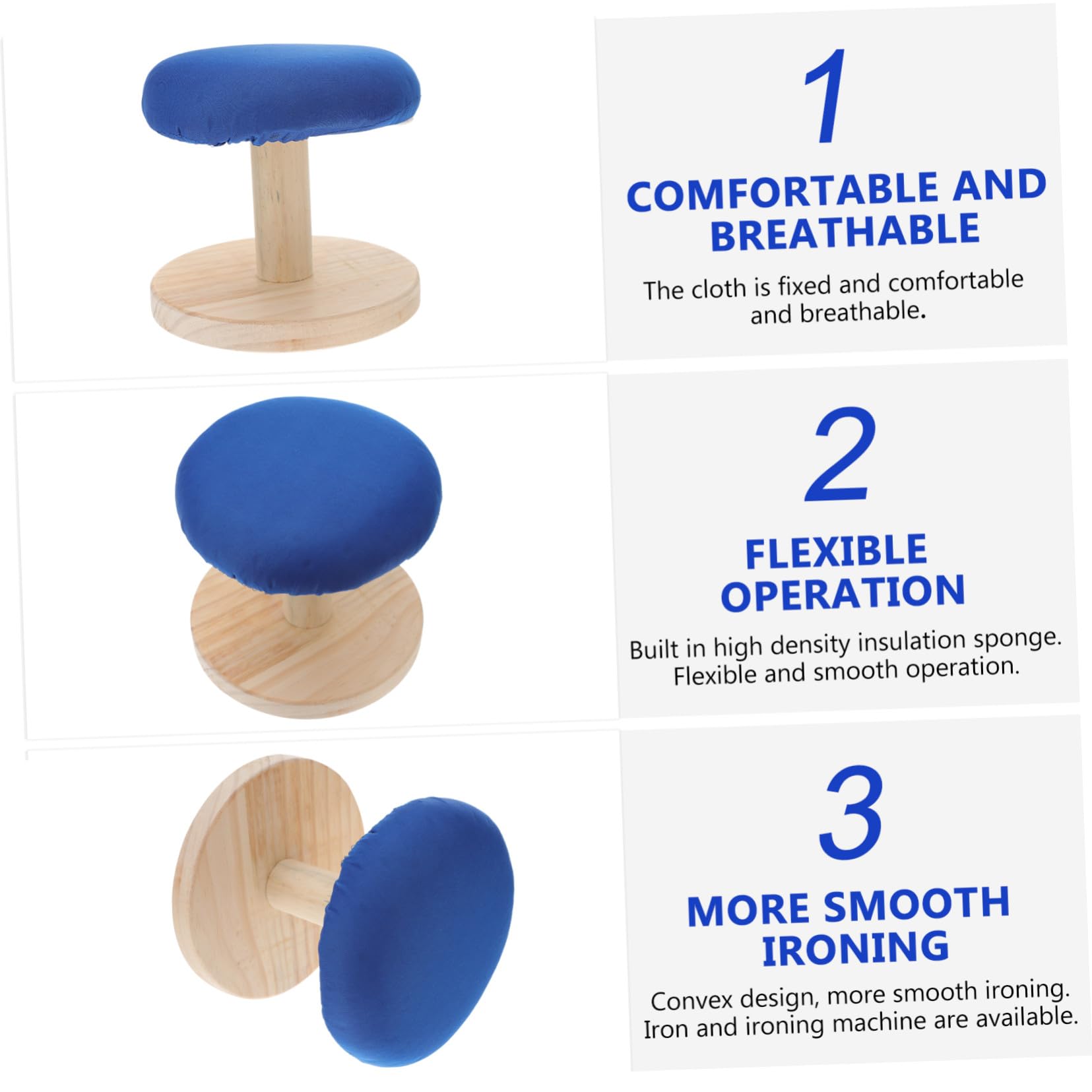 Taburete de Planchado Redondo Compacto con Base de Madera Estable y Almohadilla Aislante para Hogar Herramienta Práctica para Planchar y Costura