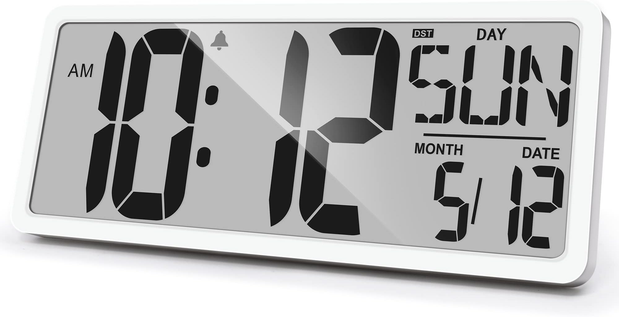 QUIGO Large Digital Wall Clock Battery Operated Display Day