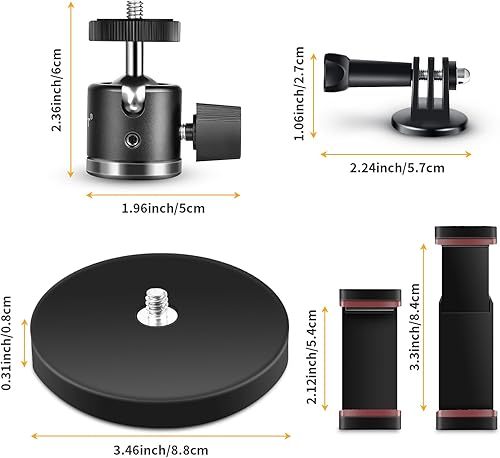 Miniatura 6 de UTEBIT Soporte magnético para cámara de 3.465 in, base magnética de 14, succión vertical de 66 libras con adaptador de cámara de acción y soporte