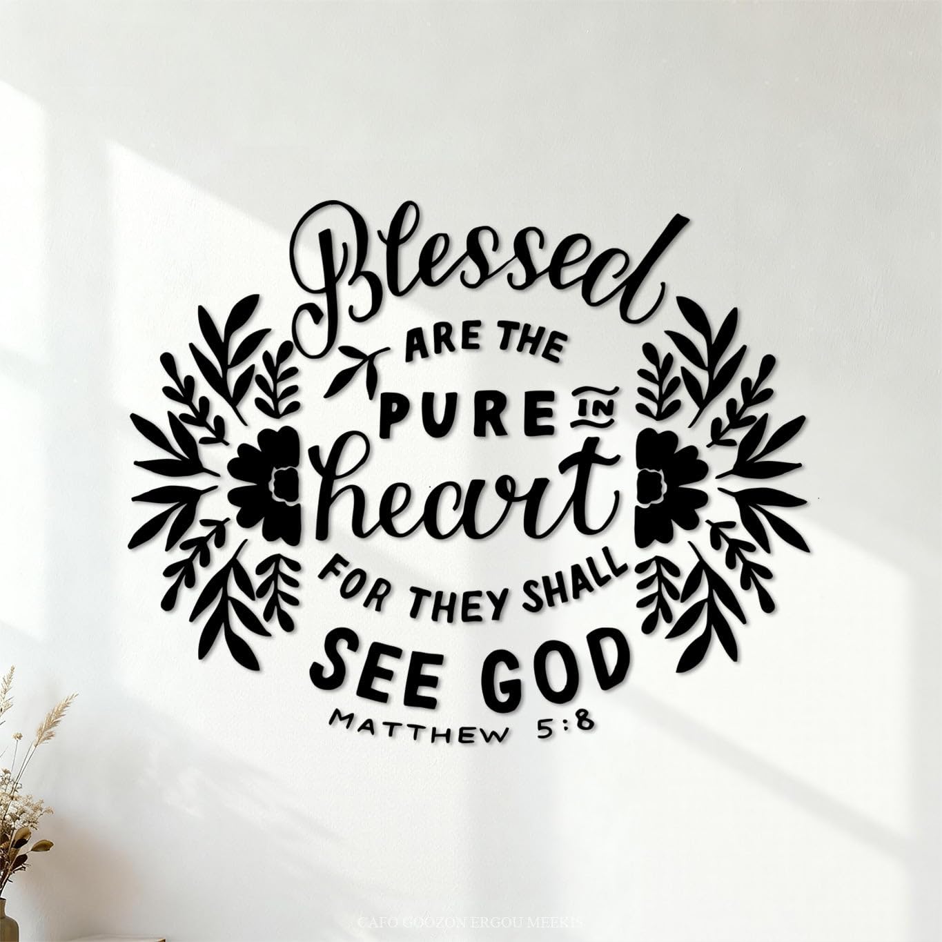 Hand Lettering Blessed are the Pure Heart Wall Decals Paster Paper 40x51cm Waterproof Black