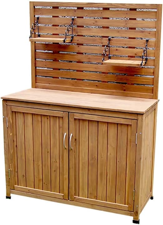 Amazon パネル付き物置 作業台 物置き 収納庫 木製 ベランダ 屋外 ガーデニング 幅100cm 物置 倉庫