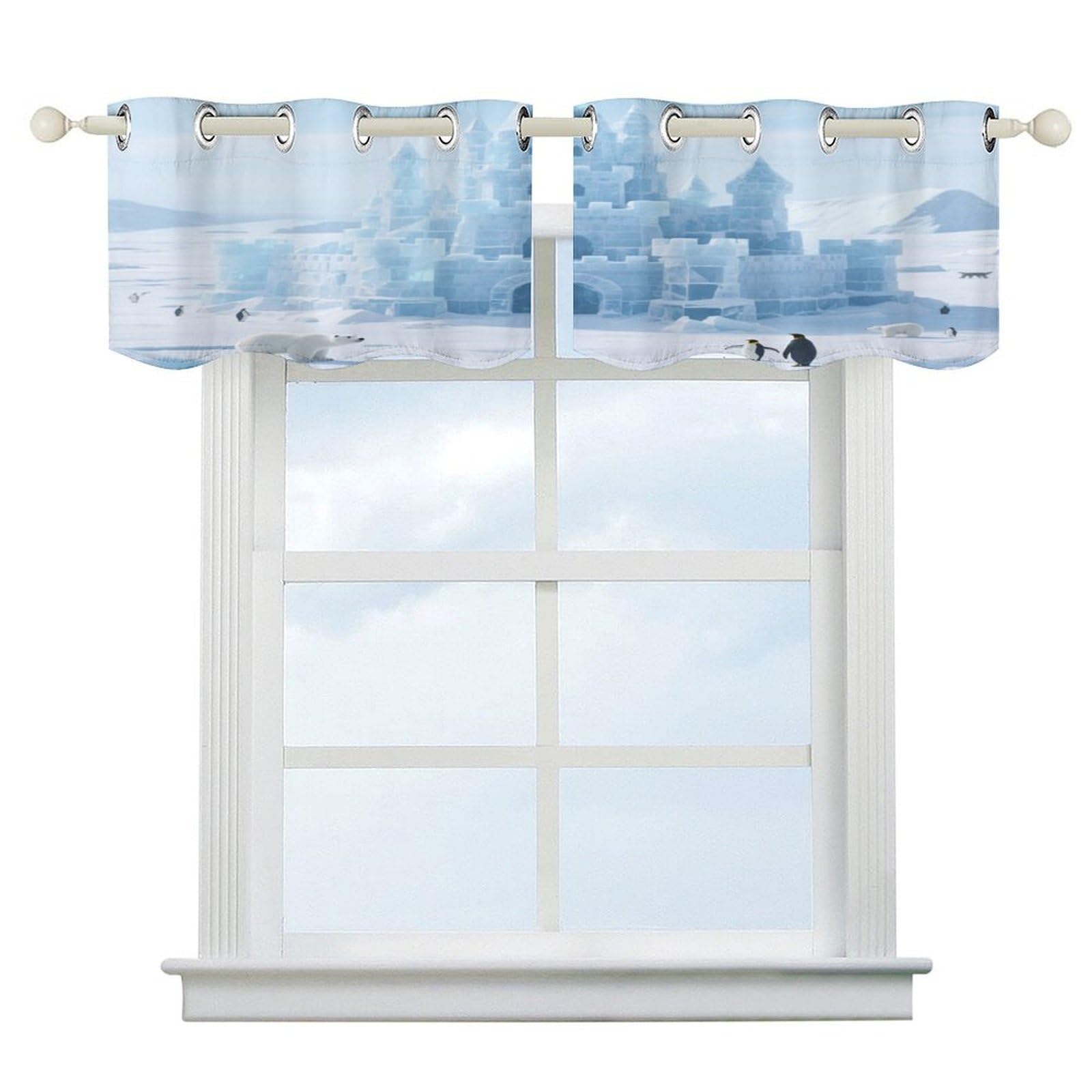 Fekiloot Style Ice And Snow Castle Icefield Short Curtains Valance Curtain