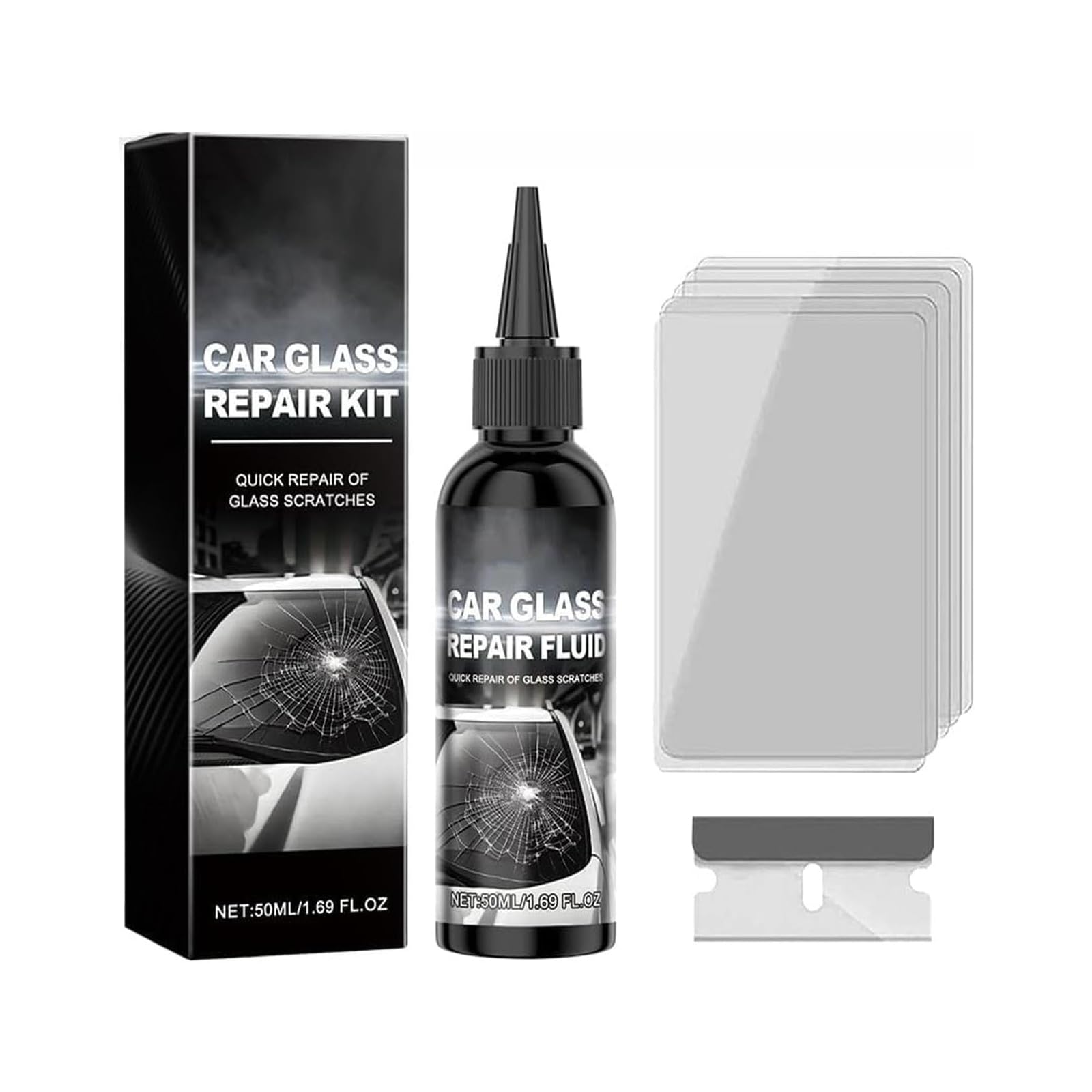 2026 Upgrade Car Windshield Crack Repair Kit, Windshield Repair Kit Car Glass Repair Kit for Cracks and Chips, Glass Scratch Repair Liquid, Chips Cracks