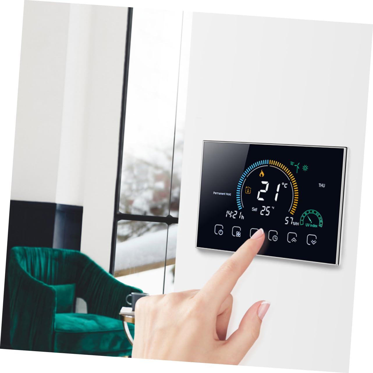 Housoutil Termostato Intelligente per Riscaldamento a Pavimento 8000 Schermo Lcd 4.8 Pollici, Controllo della Temperatura Domestico con Tolleranza ±1°c, Design Moderno e Nero