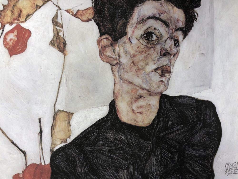 エゴン・シーレ　ほおずきの実のある自画像　フォトタイル木製フレーム付き Amazon.co.jp: エゴン・シーレ ほおずきの実のある自画像 A4 ポスター