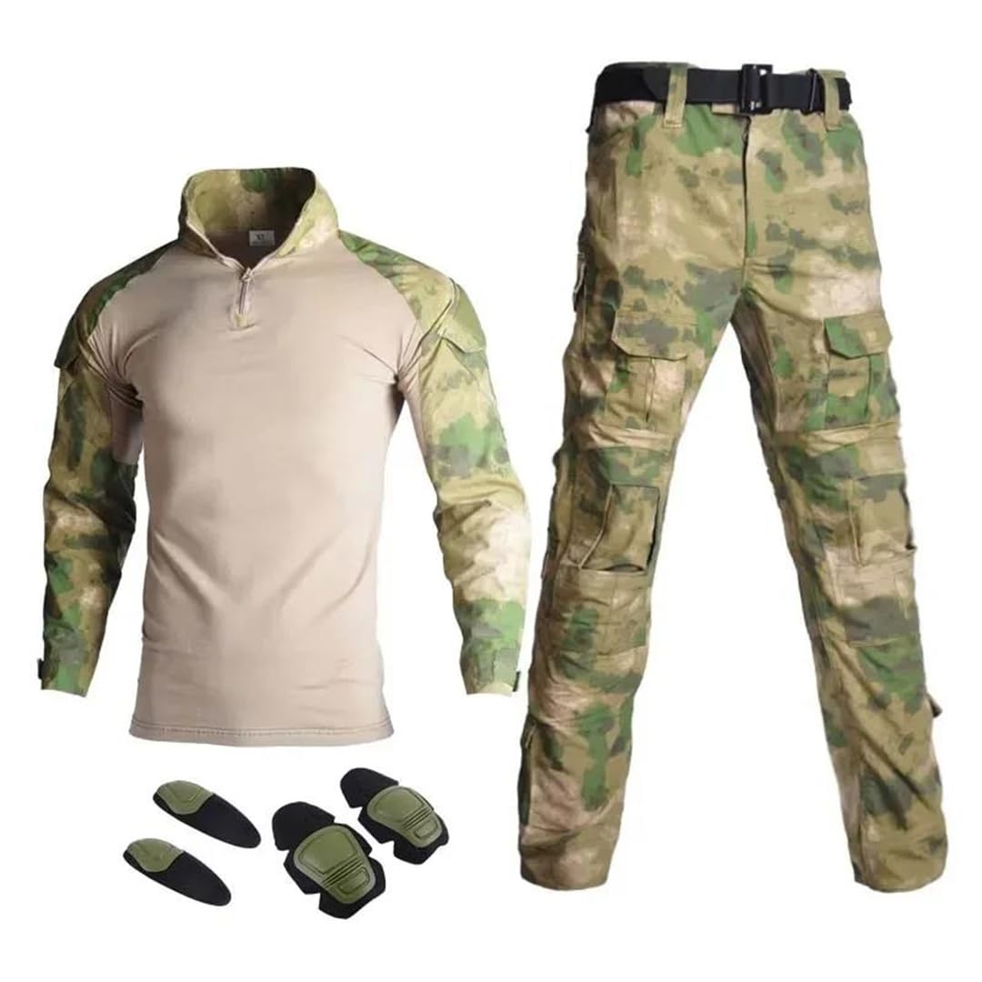 Suwequest Tenue tactique avec chemise, pantalon, tenue d'extérieur Camo1, vêtements de randonnée et de chasse