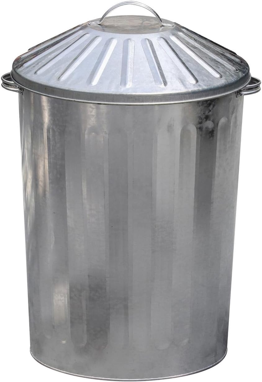 CrazyGadget 90 Litre 90L Extra Large Galvanised Metal Dustbin Kitchen House Garden Storage Unit Bin.