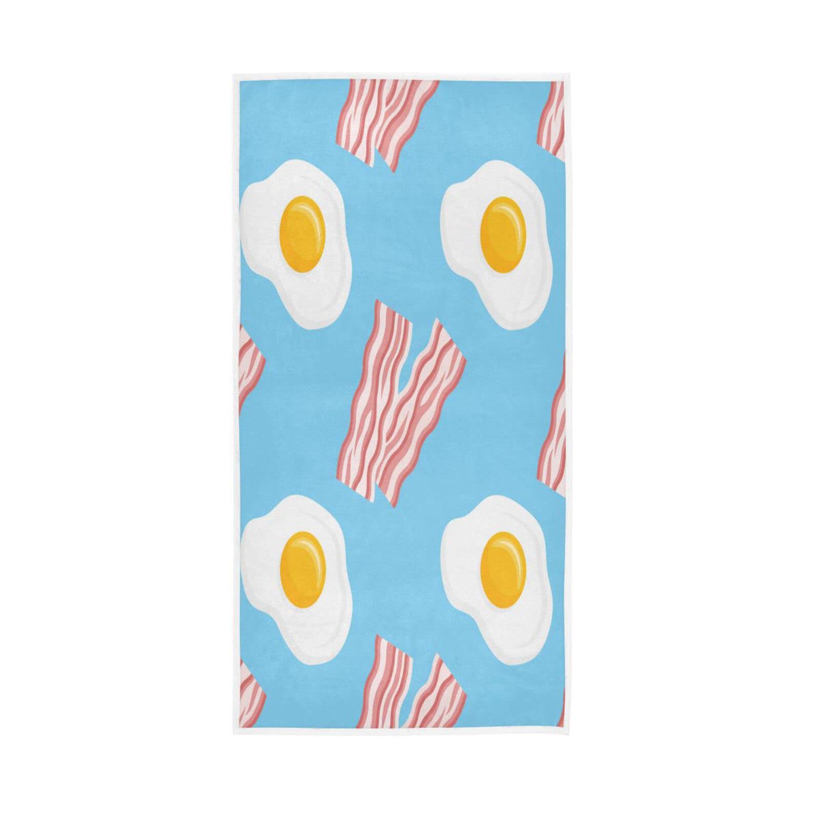 HUYGD Hand Towels Cartoon Bacon Eggs Decor Fingertip Soft Face Towel Absorbent Bathroom Kitchen Towels