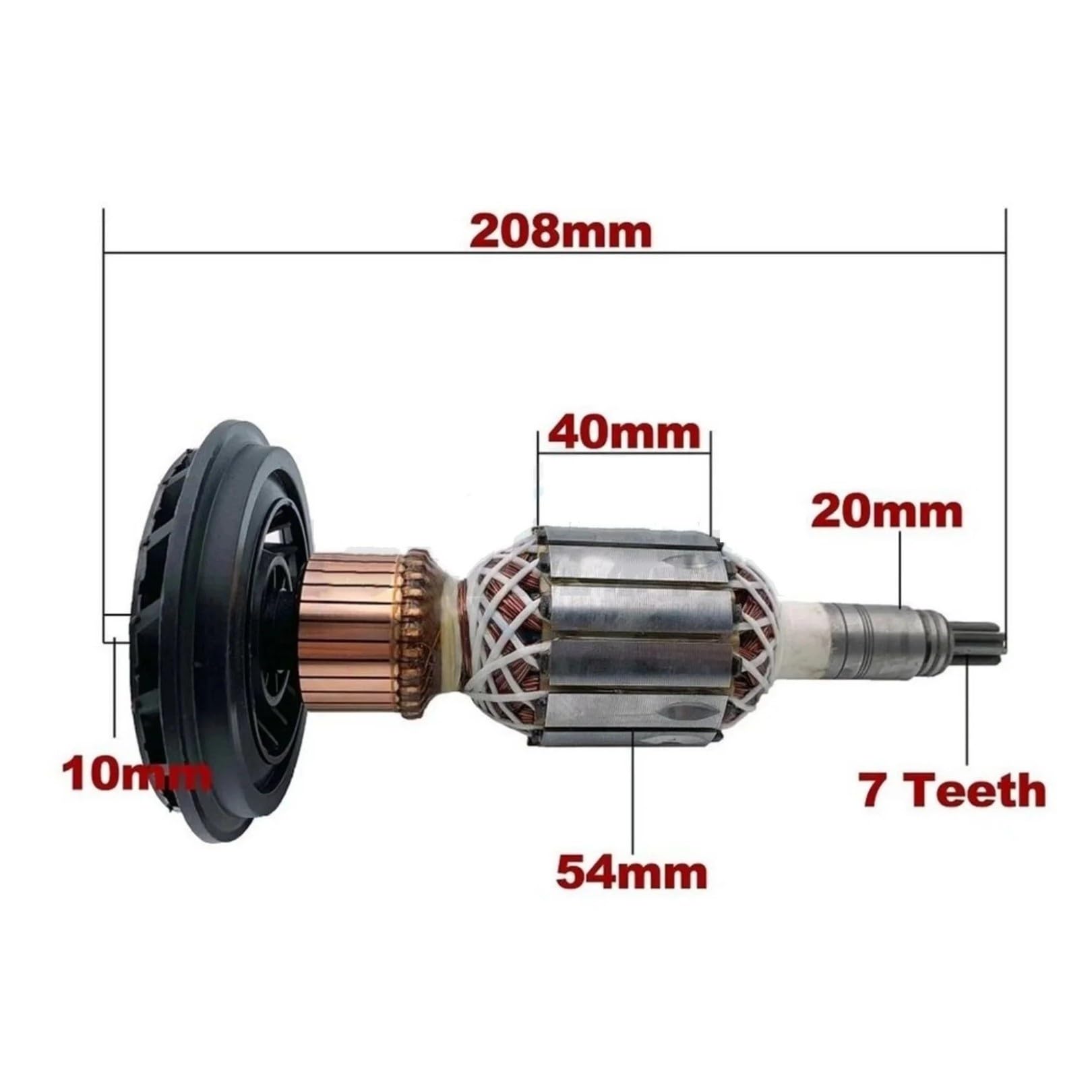 Kit Spazzola Rotore Armatura Compatible With Bosch GBH11DE GSH11E 7 Denti