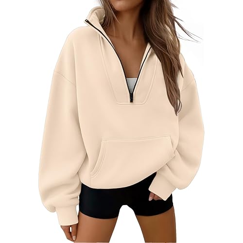 Trendy Queen Womens Sweatshirts Quarter Half Zip Pullover Oversized Hoodies Fall Fashion 2025 Winter Fleece Jackets Sweaters