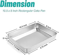 Vista 2 de TeamFar Sartén para lasaña, de acero inoxidable de 10.5 x 8 x 2 pulgadas, pequeña rectangular para hornear pasteles, cacerola para brownies,