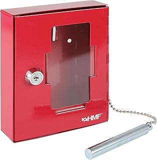 HMF 1021-03 Notschlüsselkasten mit Glasbruchhammer 15,0 x 12,0 x 4,0 cm, RAL 3001 rot