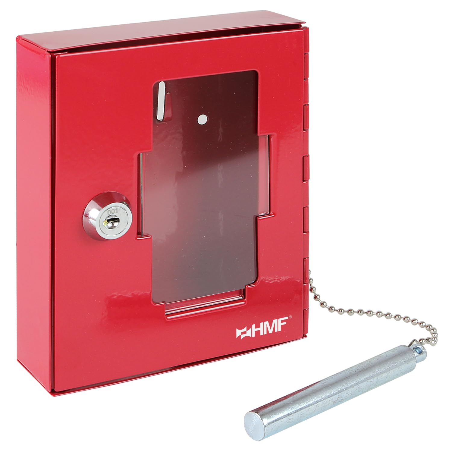HMF 1021-03 Emergency Key Box with Glass Breaking Hammer 15.0 x 12.0 x 4.0 cm RAL 3002 Red