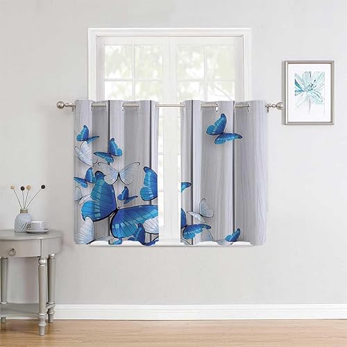 Cortinas de sala de estar, juego de 2 paneles, decoración de mariposas, cortinas opacas para puerta, cortinas para Ventanas de Cuarto de 110