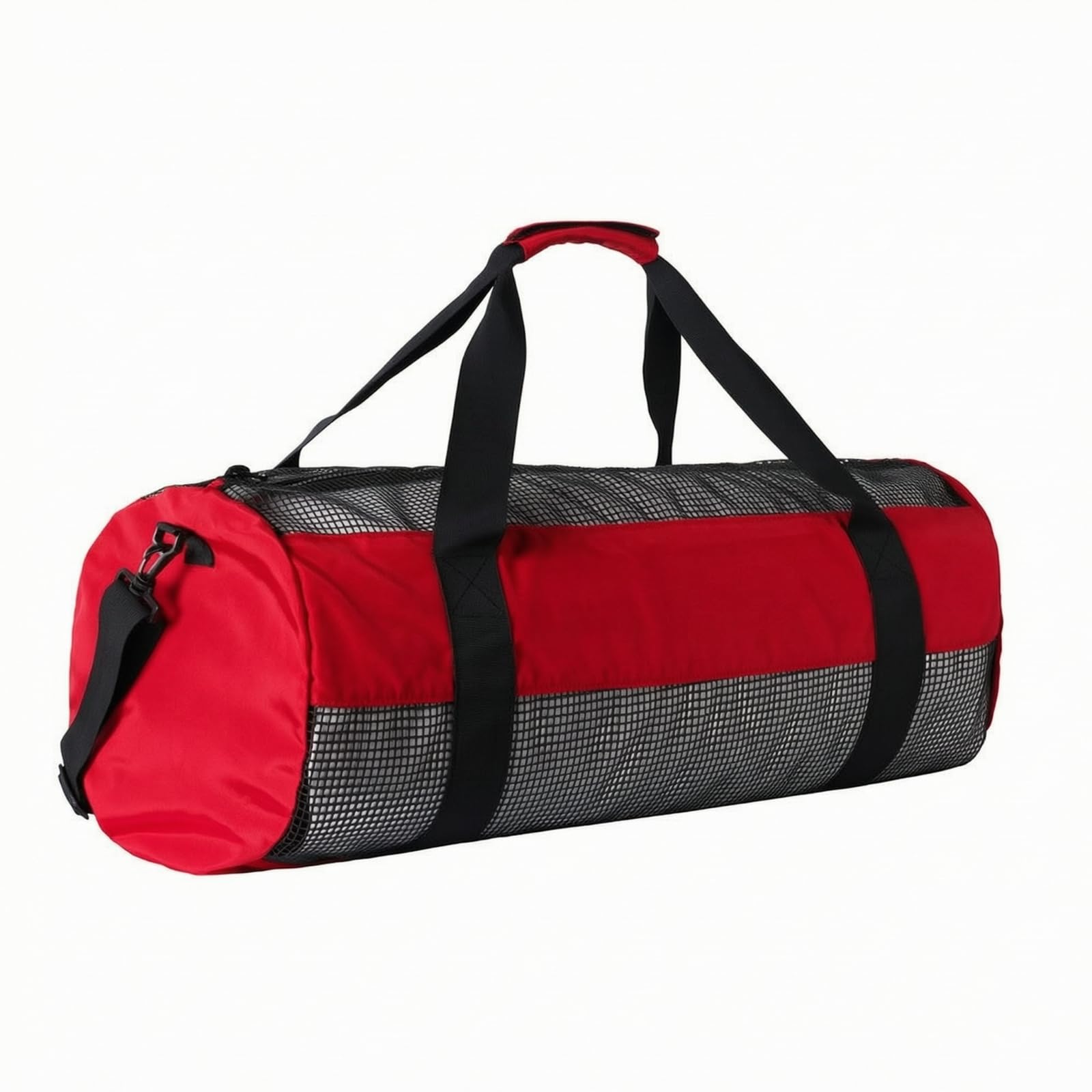 Contenedor Buceo Bolsa Transpirable Nylon con Espacio Generoso para Guardar Aletas Gafas Snorkel y Regulador con Cremallera Segura y Correa Hombro, Rojo