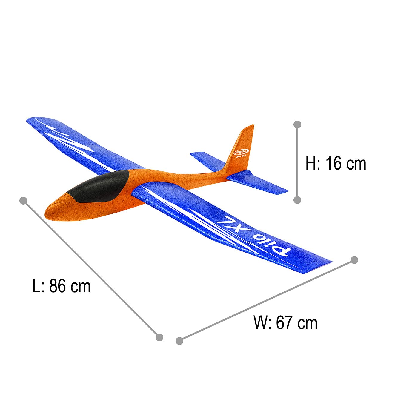 JAMARA 460485 – ślizgacze piankowe 2 w 1 – Pilo XL – super lekkie (160 g), prawie niezniszczalne, przestawiana wysokość do pętli lub poślizgu, rozpiętość skrzydeł 86 cm
