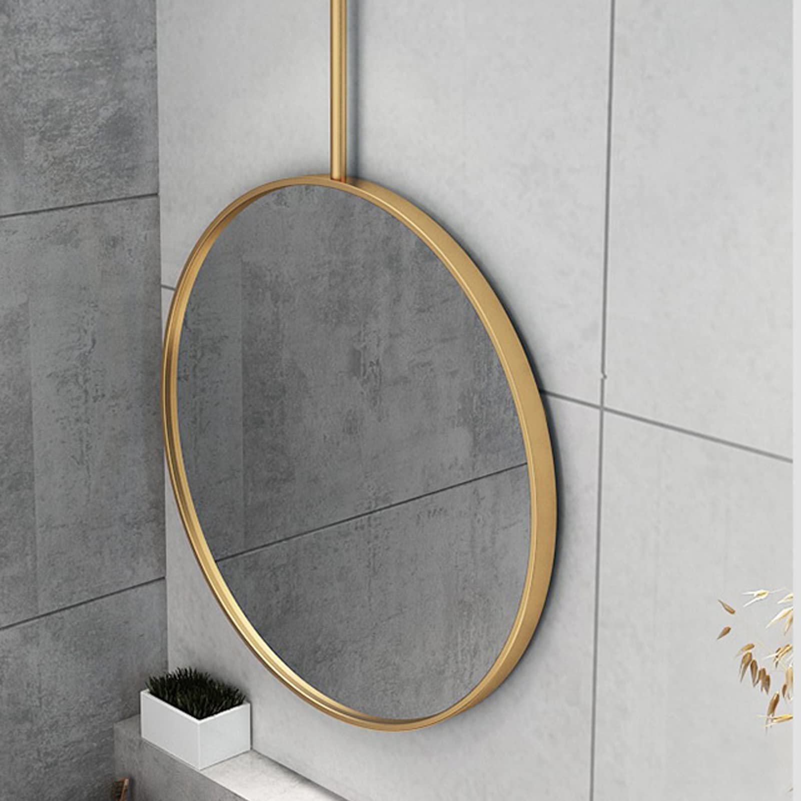 Okrągłe lustro wiszące do łazienki Toalety hotelowe Hangingceiling Boom Rod Mirror Sypialnia Vanity Lusterko do makijażu Montowane na ścianie - 40 cm 50 cm 60 cm 70 cm Złoto Konfigurowalny (