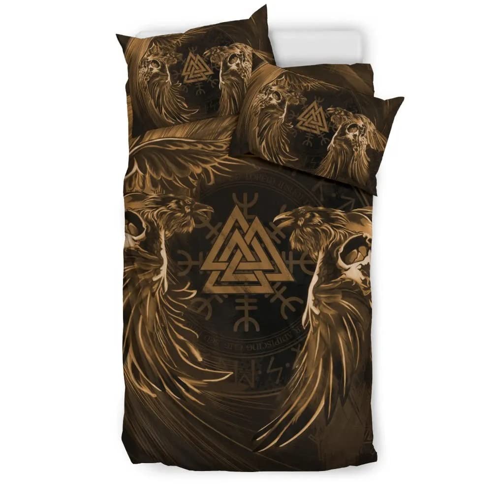 Ensemble de lit viking marron 3 pièces comprenant housse de couette celtique et taies d'oreiller