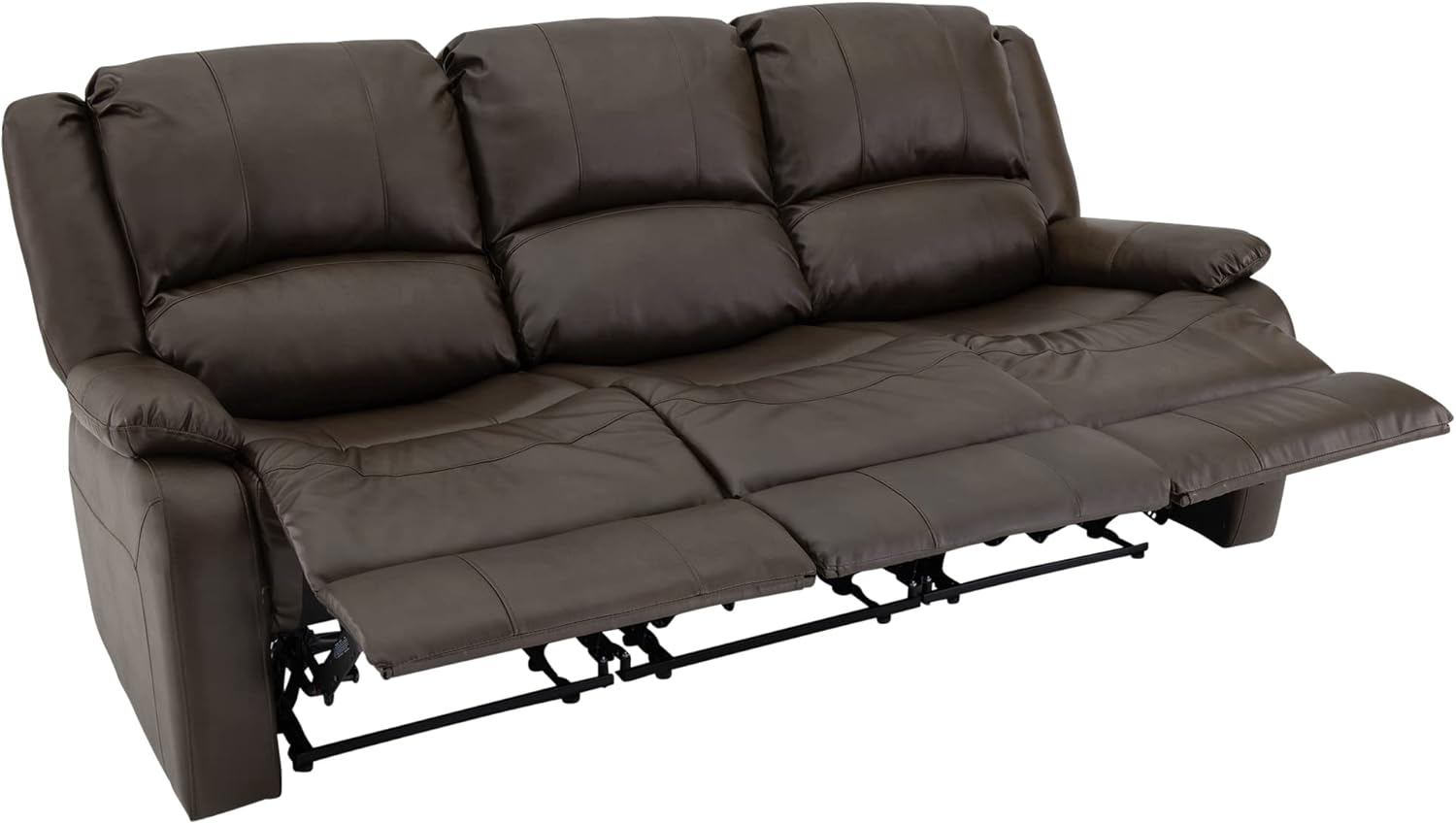 RecPro RV 80" Sofa Triple Recliner & Drop-Down Console | Modular Wall Hugger | Suprima Leather (Chestnut)