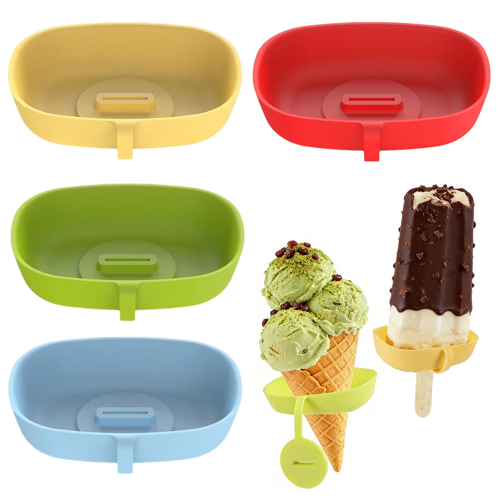 Soportes para Helados Antigoteo 4 Piezas Moldes Helados Silicona Molde Helado Molde Helado Soporte de Silicona para Paletas, para Casa, Adultos, Niños, Fiesta de Verano, Moldes helados