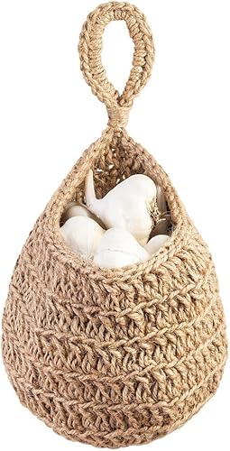 Cesta colgante de yute bohemio  Cesta de frutas colgante de mimbre para almacenamiento de productos frescos, conservador de verduras para papas,