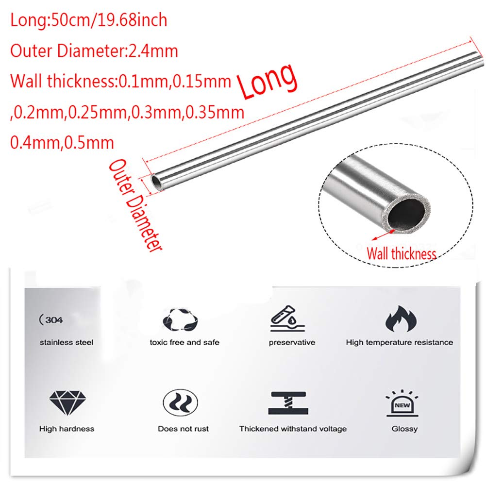 2 Stück 304 Edelstahlrohr, 4mm x 0,4mm Wandstärke, 400mm Länge 2 Stück 304 Edelstahlrohr, 4mm x 0,4mm Wandstärke, 400mm Länge