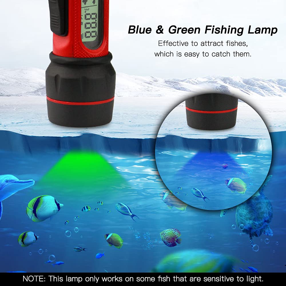 Ecoscandaglio Sonar per Pesca nel Ghiaccio con Luce Subacquea a LED Ecoscandaglio Portatile Wireless con profondità di rilevamento di 0,8-90 m