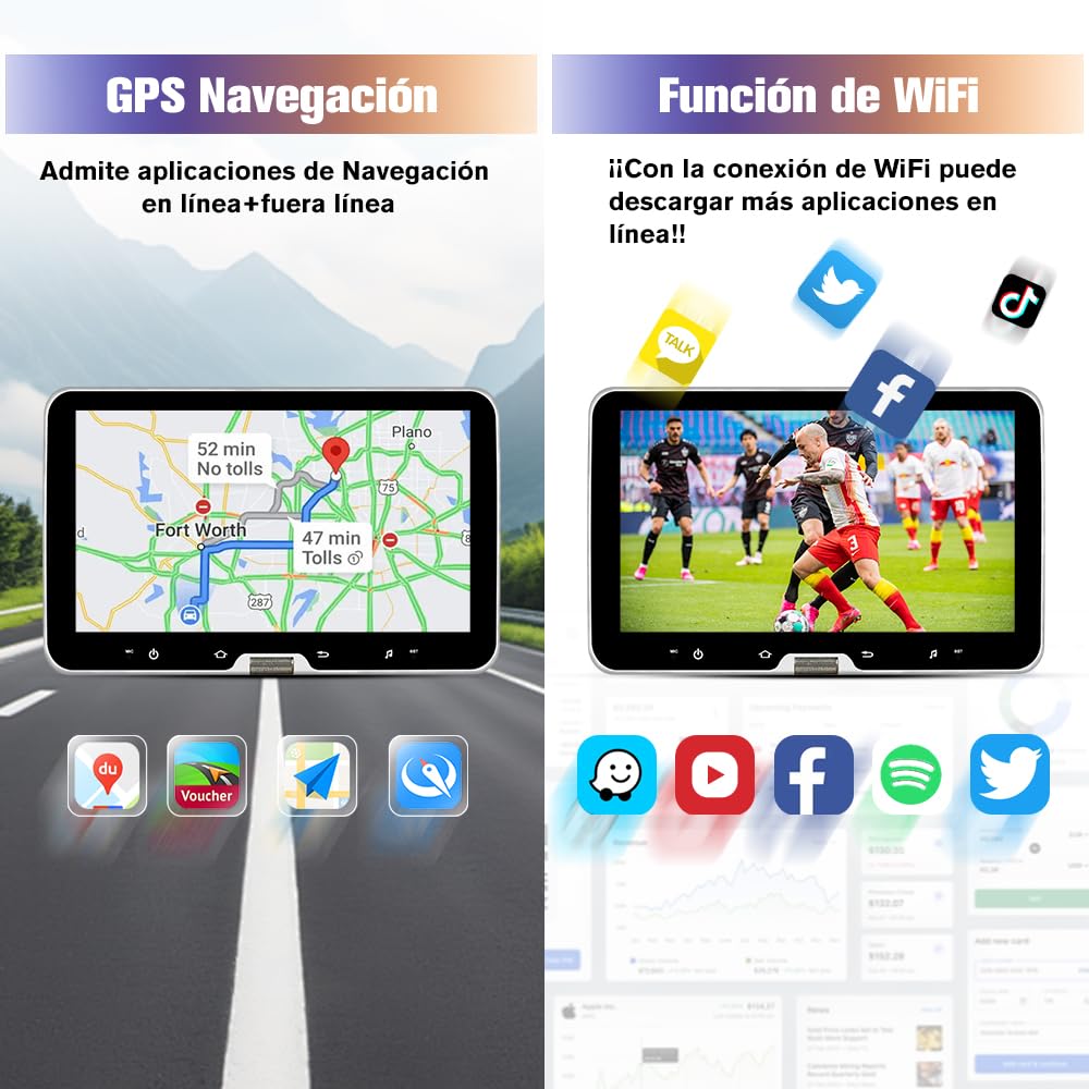 AWESAFE Android 13.0 [2GB+64GB] Radio Coche 1 DIN Universal con Pantalla Táctil Inclinable y Giratoria de 10.1 Pulgadas, Autoradio Admite CarPlay/Android Auto/MirrorLink/WiFi/GPS/Bluetooth/RDS/USB/FM