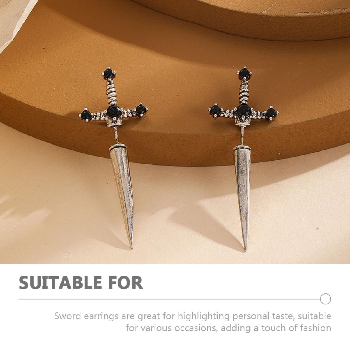 Pendientes de Espada de Aleación Color Plata, 1 Par